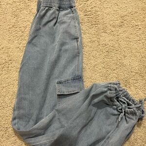 Denim Cargo Joggers